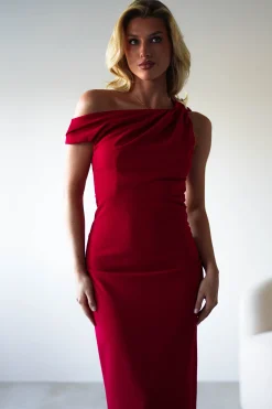 Clearance Shayna Off The Shouler Midaxi | Red Lange Kleider|Maxikleider
