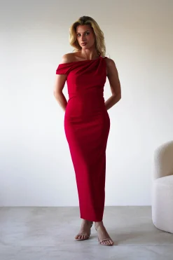 Clearance Shayna Off The Shouler Midaxi | Red Lange Kleider|Maxikleider