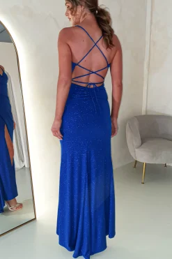 Best Solana Glitter Bodycon Gown | Royal Blue Lange Kleider|Maxikleider