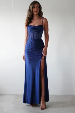 Hot Stefani Rhinestone Bodice Gown | Navy Sommerkleider|Sommerkleider