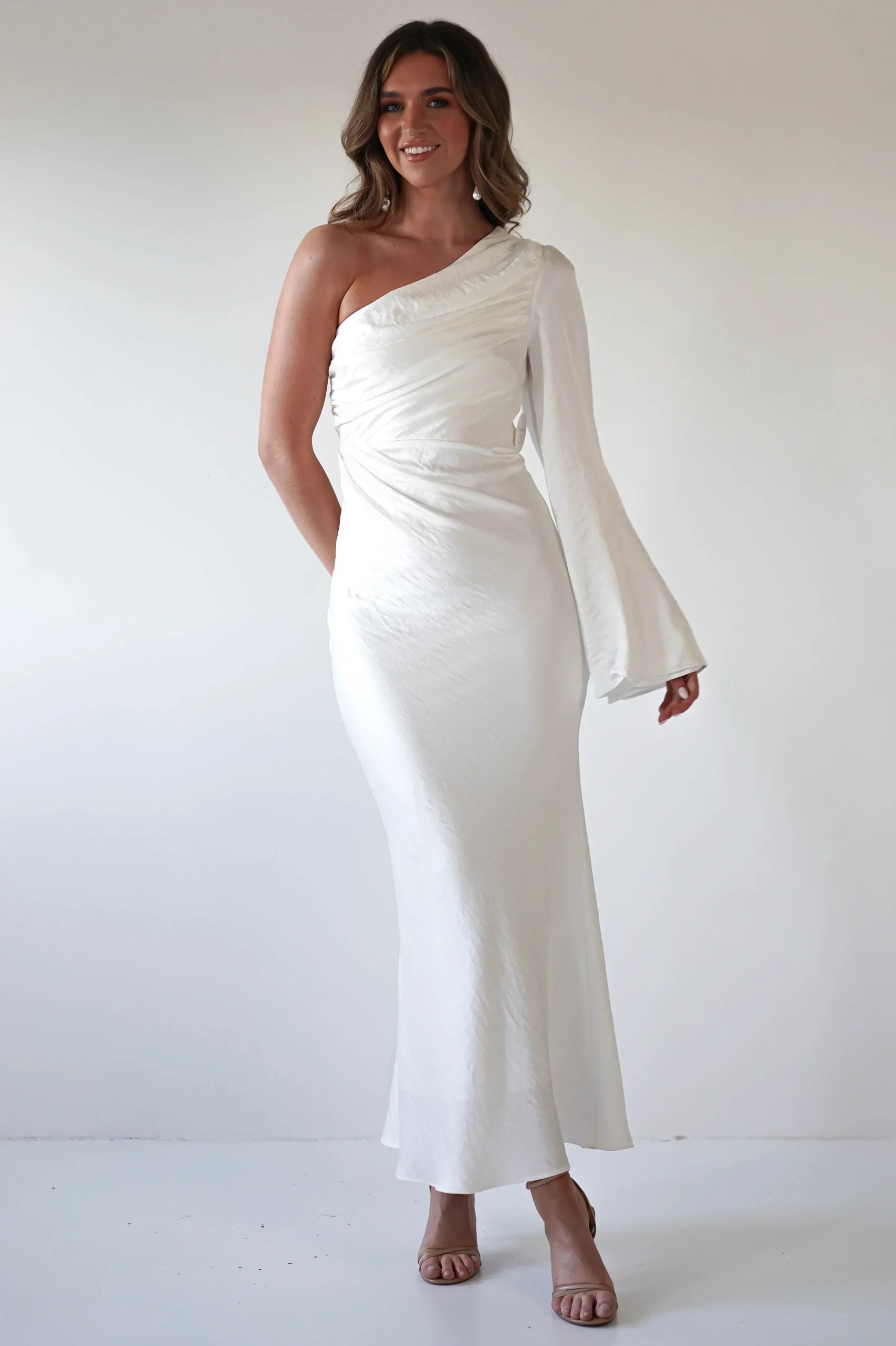 Discount Sylvana Silky Maxi Dress | Ivory Lange Kleider|Maxikleider