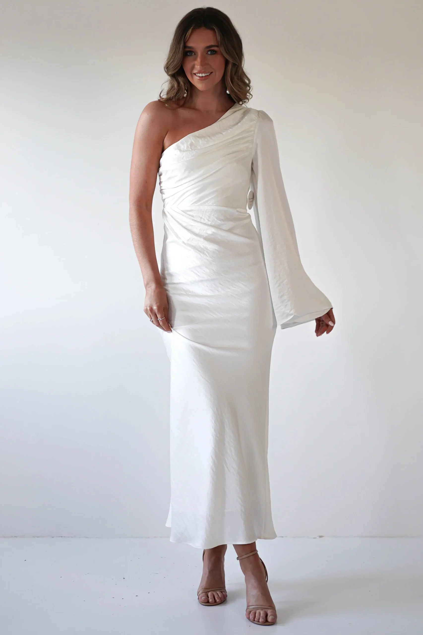 Discount Sylvana Silky Maxi Dress | Ivory Lange Kleider|Maxikleider