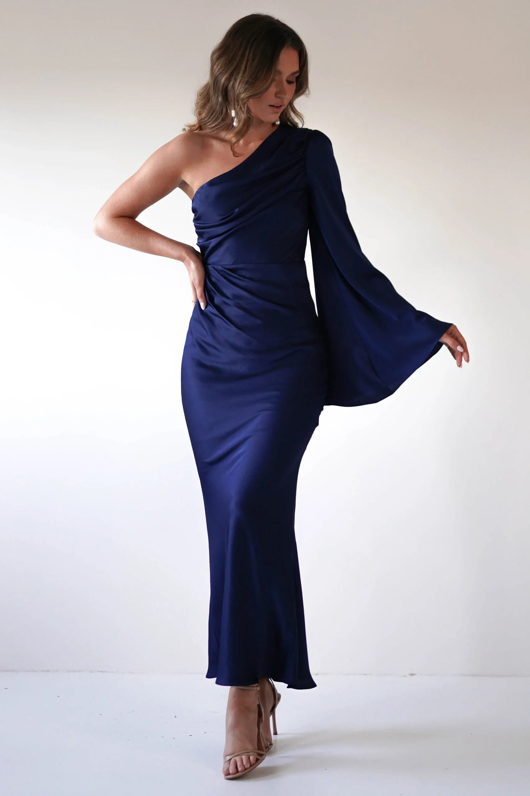 Outlet Sylvana Silky Maxi Dress | Navy Lange Kleider|Maxikleider