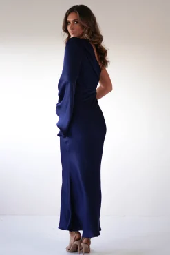 Outlet Sylvana Silky Maxi Dress | Navy Lange Kleider|Maxikleider