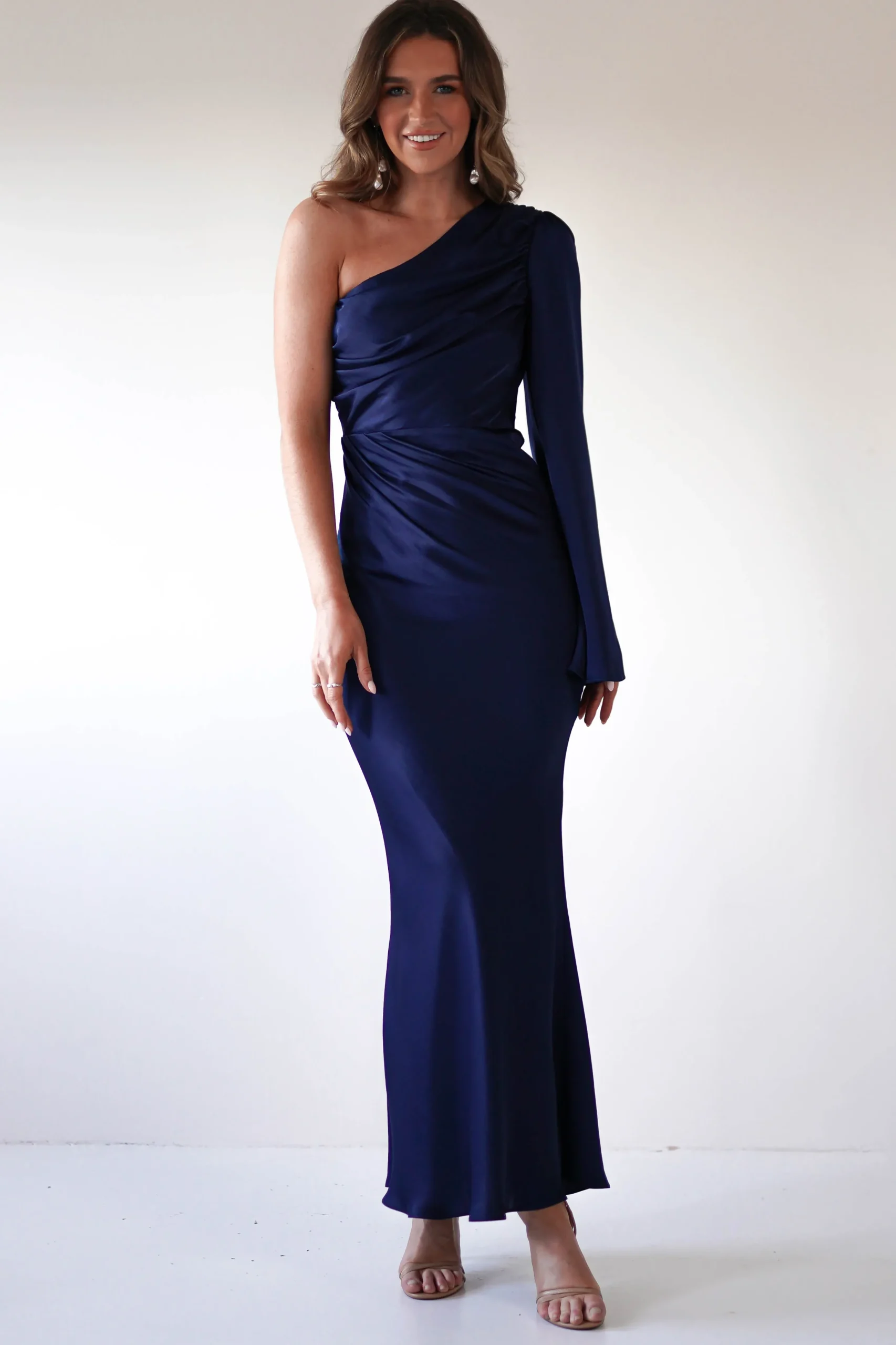 Outlet Sylvana Silky Maxi Dress | Navy Lange Kleider|Maxikleider