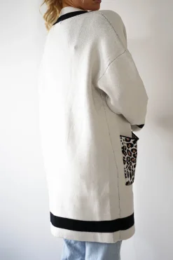 New Tadriah Leopard Print Detail Cardigan Strickwaren|Pullover Und Strickjacken