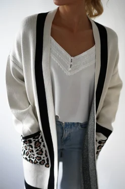 New Tadriah Leopard Print Detail Cardigan Strickwaren|Pullover Und Strickjacken