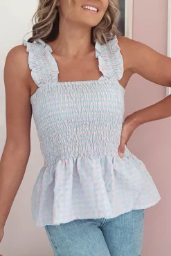 Fashion Tammy Gingham Peplum Top Kleider In Minilänge|Minikleider