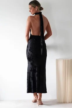 Sale Tara Floral Jacquard Maxi Dress | Black Lange Kleider|Maxikleider
