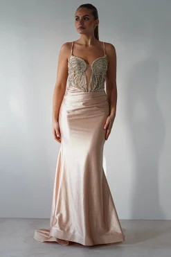 Outlet The Butterfly Embellished Bodycon Gown | Gold Sommerkleider|Sommerkleider