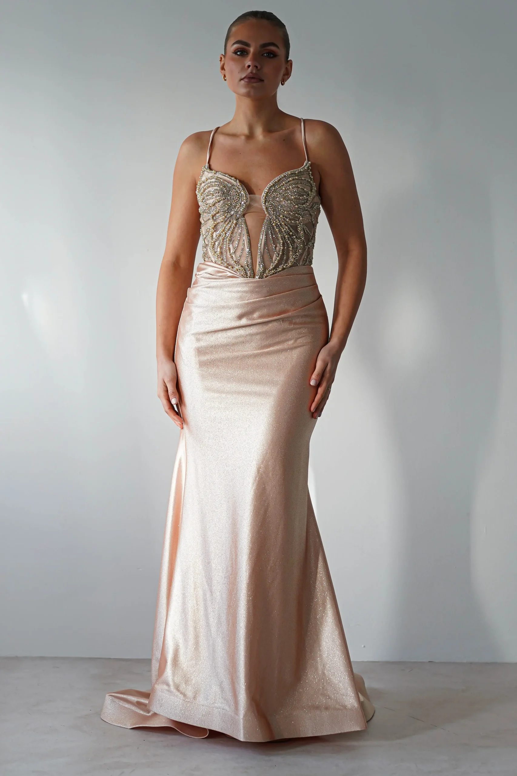 Outlet The Butterfly Embellished Bodycon Gown | Gold Sommerkleider|Sommerkleider