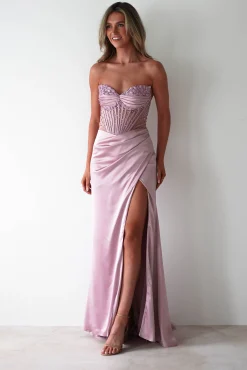 New Theodora Strapless Embellished Gown | Mauve Sommerkleider|Sommerkleider