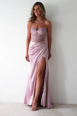 New Theodora Strapless Embellished Gown | Mauve Sommerkleider|Sommerkleider