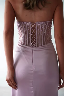 New Theodora Strapless Embellished Gown | Mauve Sommerkleider|Sommerkleider