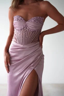 New Theodora Strapless Embellished Gown | Mauve Sommerkleider|Sommerkleider