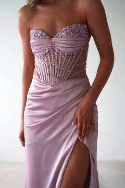 New Theodora Strapless Embellished Gown | Mauve Sommerkleider|Sommerkleider
