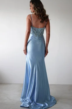 Online Tiah Glitter Embellished Gown | Blue Sommerkleider|Sommerkleider