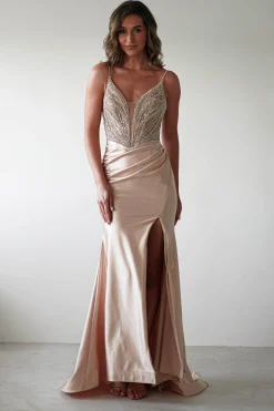 Fashion Tiah Glitter Embellished Gown | Gold Sommerkleider|Sommerkleider