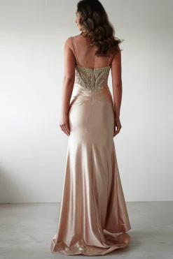 Fashion Tiah Glitter Embellished Gown | Gold Sommerkleider|Sommerkleider