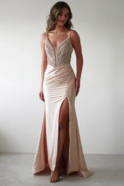 Fashion Tiah Glitter Embellished Gown | Gold Sommerkleider|Sommerkleider