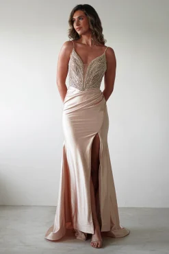 Fashion Tiah Glitter Embellished Gown | Gold Sommerkleider|Sommerkleider