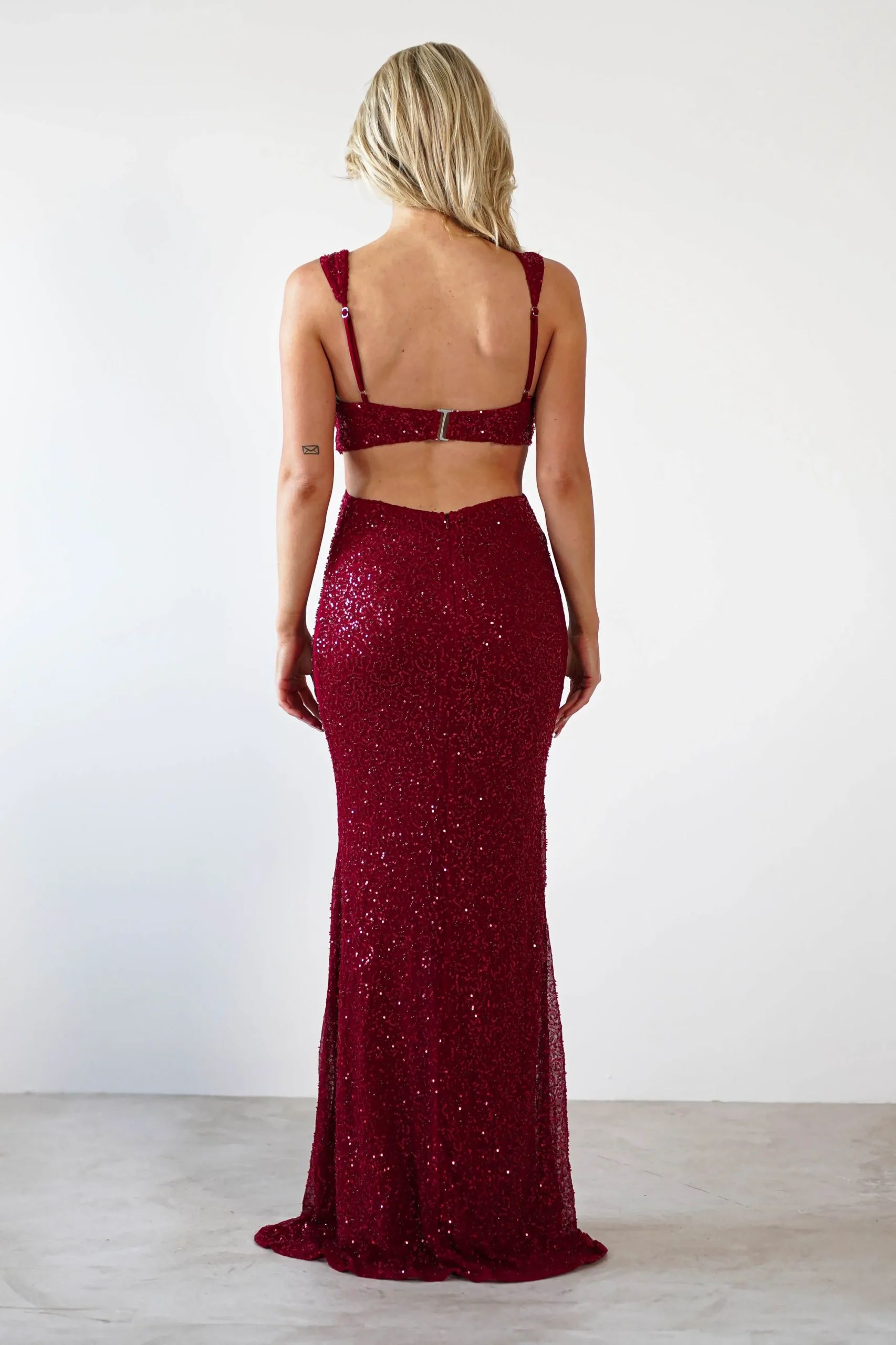 Fashion Tora Cut Out Sequin Maxi Dress | Dark Red Lange Kleider|Maxikleider
