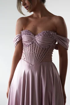 Clearance Tullie Satin A-Line Maxi Dress | Mauve Lange Kleider|Maxikleider