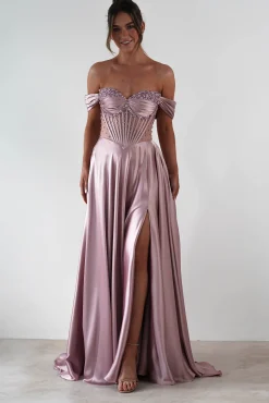 Clearance Tullie Satin A-Line Maxi Dress | Mauve Lange Kleider|Maxikleider