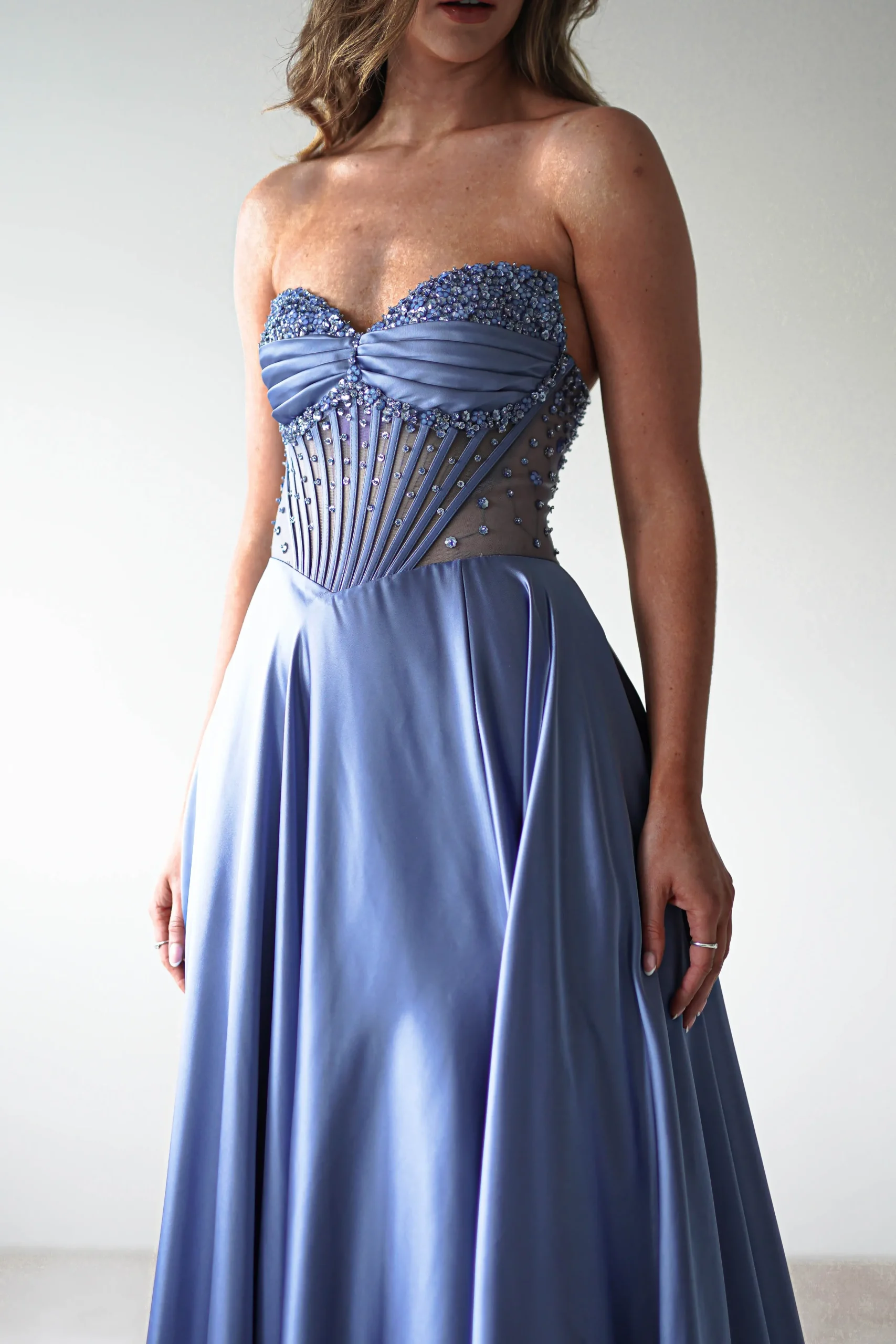 Discount Tullie Satin A-Line Maxi Dress | Smokey Blue Lange Kleider|Maxikleider