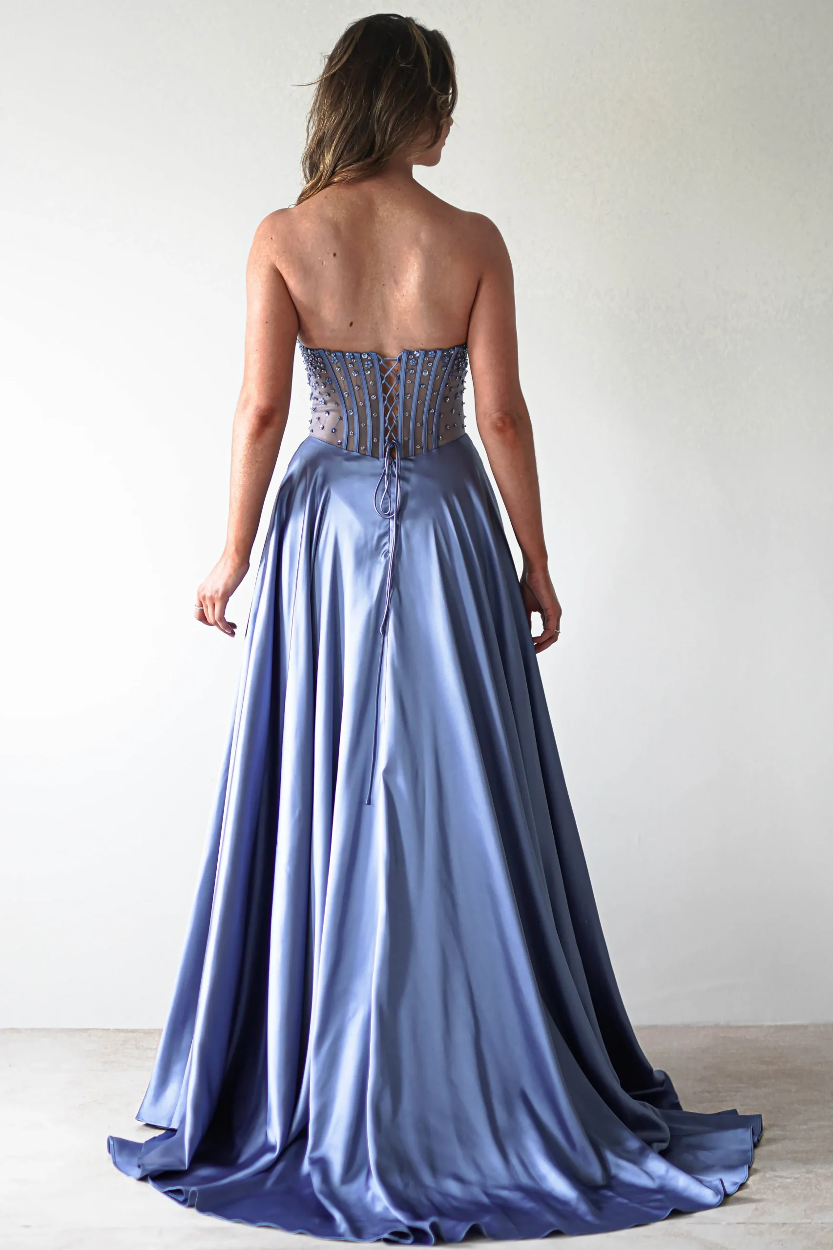 Discount Tullie Satin A-Line Maxi Dress | Smokey Blue Lange Kleider|Maxikleider