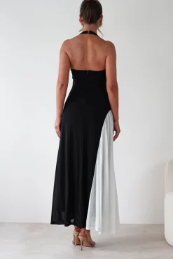 Sale Unika Halterneck Maxi Dress | Black/White Kleider Für Besondere Anlässe|Lange Kleider
