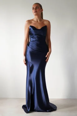 Hot Venice Strapless Bodycon Gown | Navy Sommerkleider|Sommerkleider