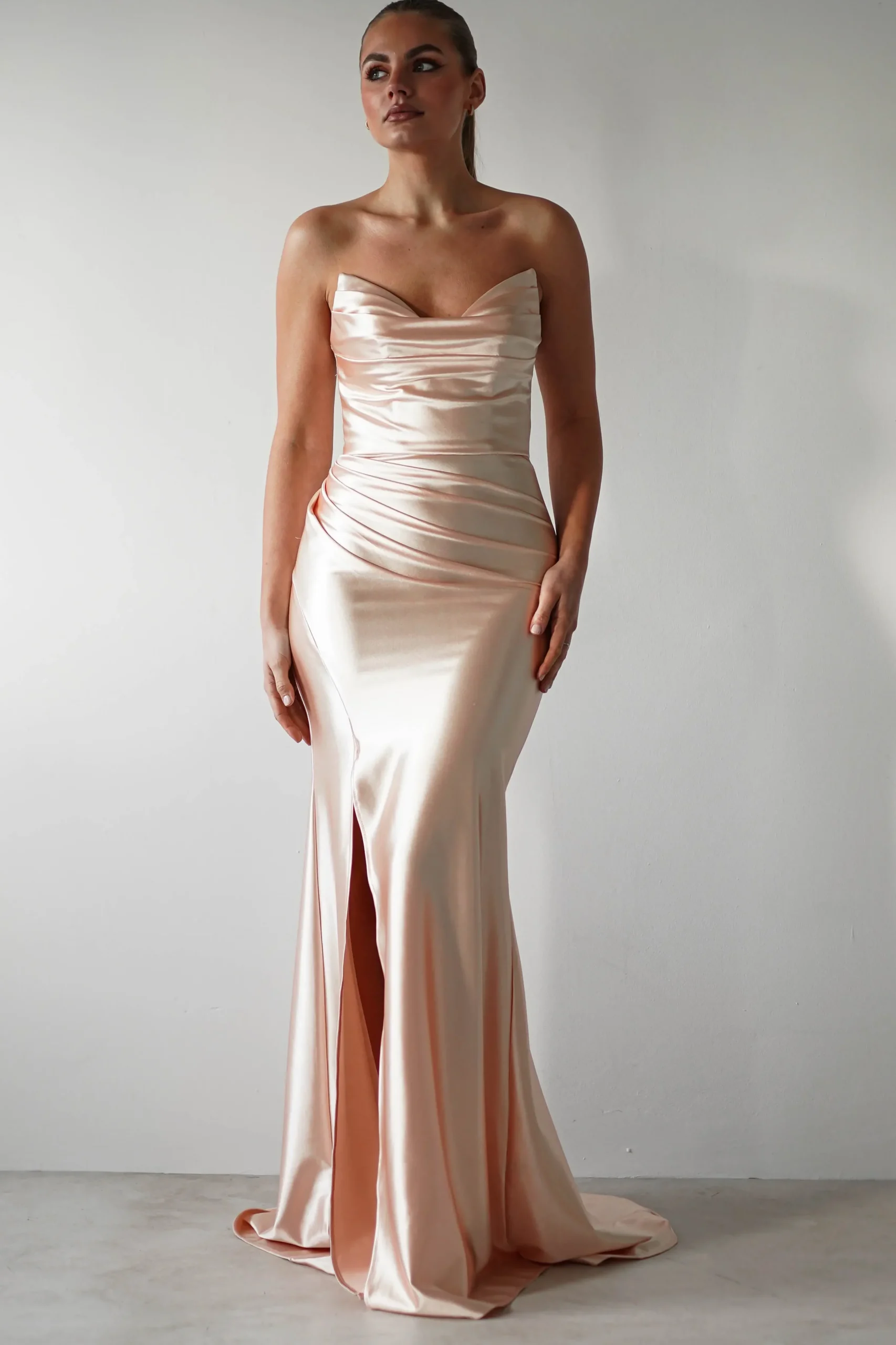 Best Venice Strapless Bodycon Gown | Light Gold Lange Kleider|Maxikleider