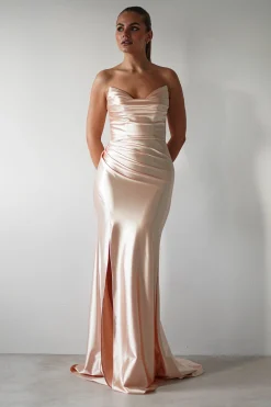Best Venice Strapless Bodycon Gown | Light Gold Lange Kleider|Maxikleider