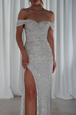 Sale Vilma Sequin Mermaid Gown | Silver/Champange Sommerkleider|Sommerkleider