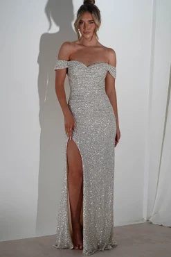 Sale Vilma Sequin Mermaid Gown | Silver/Champange Sommerkleider|Sommerkleider