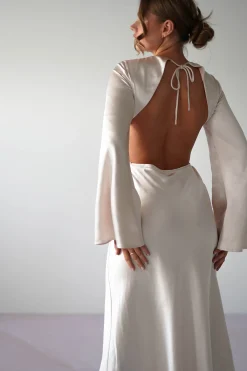 Outlet Vivian Long Sleeve Midi Dress | Champagne Mittellange Kleider|Midi-kleider