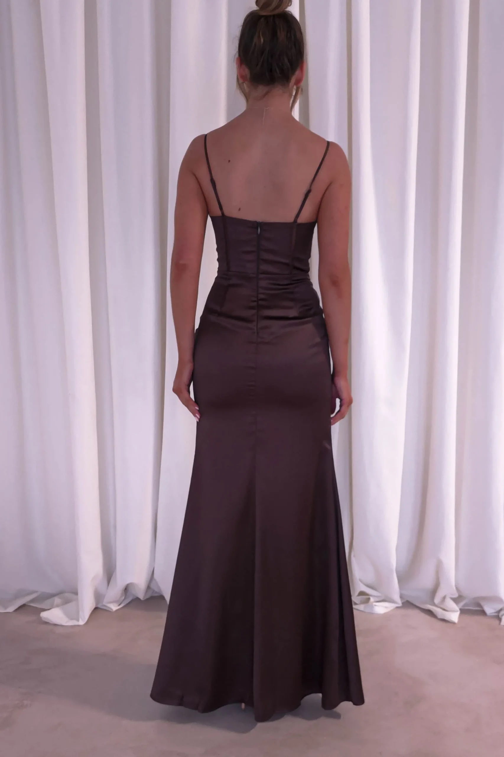 Best Ziah Soft Satin Gown | Chocolate Brautjungfernkleider|Brautjungfer